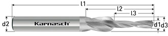 Короткие ступенчатые свёрла для сквозных отверстий, 90° (под винты с потайной головкой), HSS-XE, Karnasch, арт. 40.1070