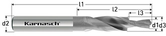 Короткие ступенчатые спиральные сверла, 180° (под винты с цилиндрической головкой), HSS-XE, Karnasch, арт. 40.1050