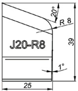 J20-R8 20° Резец для снятия фаски формы J