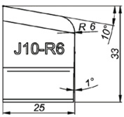 J10-R6 10° Резец для снятия фаски формы J