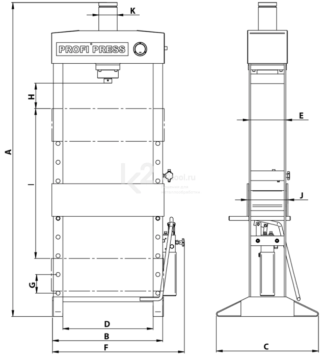 Гидравлический пресс RHTC 160 TON M/H-M/C-2 (D=1500) - схема