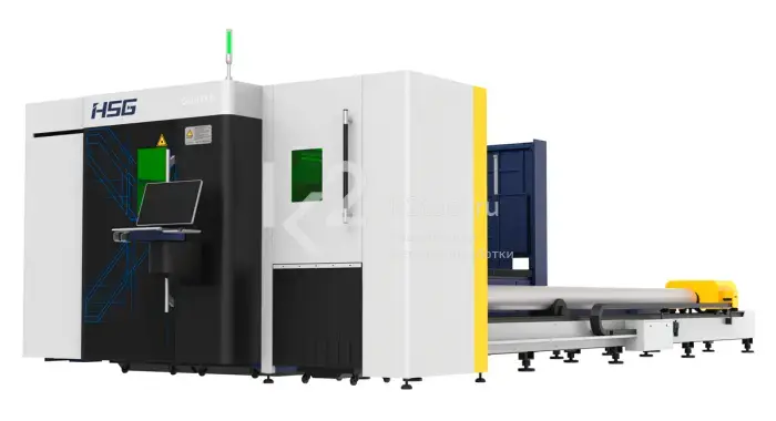 Универсальный лазерный станок HSG Laser серии GXE для резки по металлу с защитной кабиной